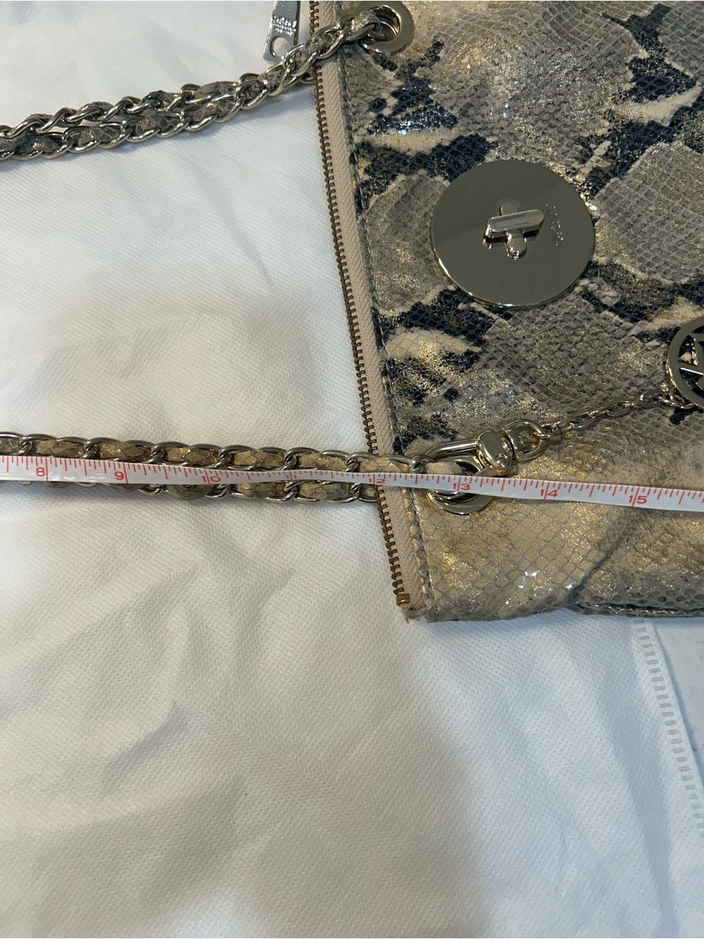 Dkny Gold and Brown Snake-Print Chain Shoulder Bag - Picture 11 of 13